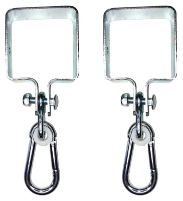 Imagen del producto de Ganchos para columpios con mosquetón, galvanizados, de 90x90 mm, juego de 2 unidades, para fijación a vigas