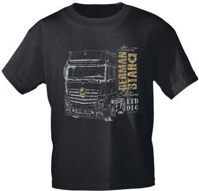 Produktbild von T-Shirt mit Print - Truck LKW German Star - 09884 schwarz Gr. S-3XL Größe - XL