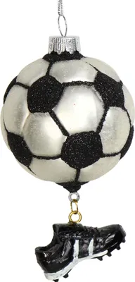 Produktbild von Christbaumschmuck Glas 11,8cm Fußball Figur Schwarz / Weiß