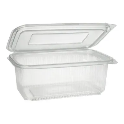 Produktbild von Verpackungsbecher mit Klappdeckeln, PP rechteckig 1000 ml 7,4 cm x 13,1 cm x 19,1 cm transparent
