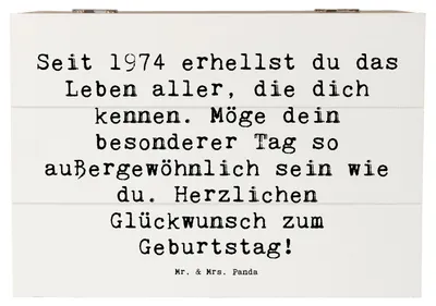 Produktbild von Mr. & Mrs. Panda Box Spruch 1974 Geburtstag 22 x 15 cm - Weiß - Geschenk, schatztruhe, Happy Birthday, Alter, holzschatulle, fotobox, feiern, Schatzkiste, Freundschaft