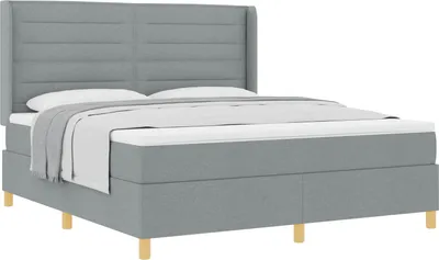 Produktbild von vidaXL Boxspringbett mit Matratze Hellgrau 180 x 200 cm Stoff