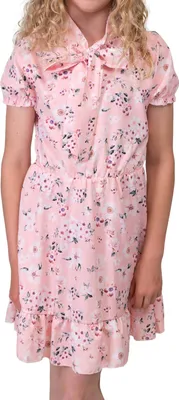 Produktbild von KMISSO Mädchen Kleid kurze Ärmel Voant Stehkragen Altrosa 116