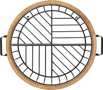 Produktbild von Mauro Ferretti Wandregal CEBU Schwarz Rattan 72,5x18x65 cm