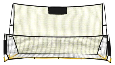 Image de Filet de rebond pour le football - Filet d'entraînement - Buts hauts et bas - Tir, passe, contrôle du ballon - Avec sac de transport - Pour enfants et adultes - Jaune