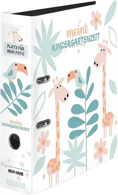 Produktbild von Original Falken Motivordner-Kindergarten mit Einstecktasche.  Germany. 8 cm breit DIN A4 Motiv Dschungel, Ringordner Aktenordner Briefordner Büroordner Plastikordner