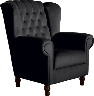 Produktbild von Max Winzer Ohrenbackensessel Vary - Samtvelours schwarz - Maße: 91 x 90 x 101 cm