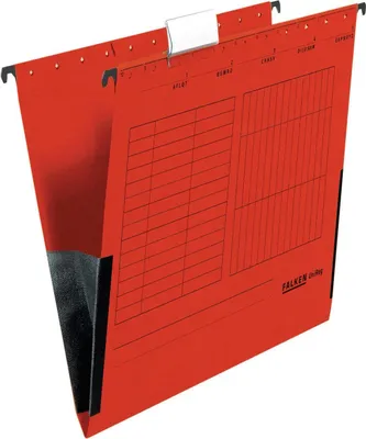 Produktbild von Falken 25x Hängetasche UniReg 230g/m2-Kraftkarton + Leinenfröschen Rot 80002603F