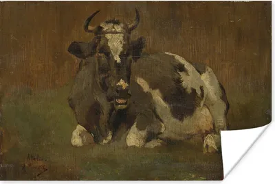 Produktbild von MuchoWow® Poster Kuh liegend - Gemälde von Anton Mauve 60x40 cm - Schlafzimmerdekoration