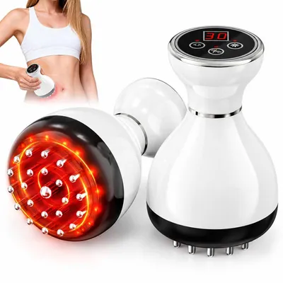 Produktbild von Elektrisches Körpermassagegerät, Massagebürste mit Wärme, Vibration, Mikrostrom und Rotlicht, 30 Stufen, 23 Metallköpfe, USB