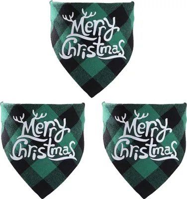 Produktbild von 3 Stück Gingham Weihnachten Haustier Handtuch Slobber Hundeschal