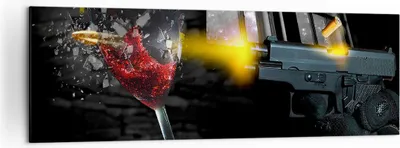 Produktbild von Bild auf Leinwand - Leinwandbild - Waffe Kugel Glas Rebe - 160x50cm - Wand Bild - Wanddeko - Leinwanddruck - Bilder - Kunstdruck - Wanddekoration - Leinwand bilder - Wandkunst - AB160x50-0309