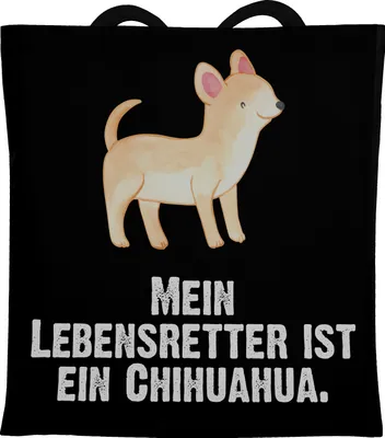 Produktbild von Mr. & Mrs. Panda Tote Bag Chihuahua Lebensretter - Schwarz - Geschenk, Shopping Tasche, Laptoptasche, Jutebeutel, Stoffbeutel