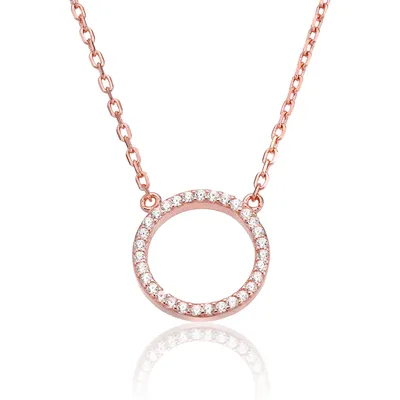 Produktbild von Karisma Damen Silber 925 Anhänger Kreis Liebe Zrikonia Collier Kette mit Verlängerung 5cm - Roségold Weiße Steine