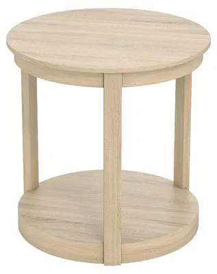 Image de Table ronde - Table basse - Table d'appoint - Table de chevet - Table - Deux niveaux de rangement - Bois d'hévéa et MDF