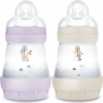 Produktbild von Set mit 2 Babyflaschen - MAM - Easy Start - Anti-Kolik - 160 ml - Flow 1 Sauger - Flieder + Sand