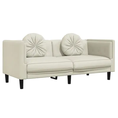 Produktbild von Sofa mit Kissen 2-Sitzer Creme Samt