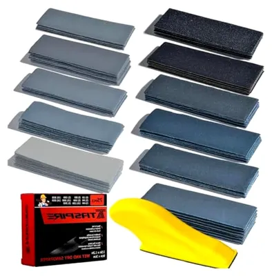 Produktbild von Set mit 75 Stück Nassschleifpapier, 9 x 3 cm, Körnungen von 120 bis 5000