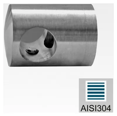 Produktbild von Querstabhalter Edelstahl Sackloch RECHTS 12,0 mm flacher Anschluss Traversenhalter Geländer V2A geschliffen Rundrohr Halterung Balkon Pfosten