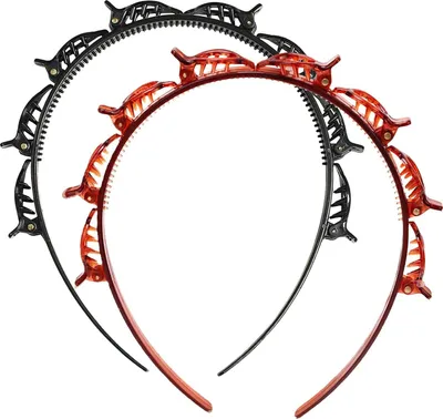 Immagine prodotto di set di 2 fasce con fermagli nero marrone - Cerchietto da donna per acconciare i capelli