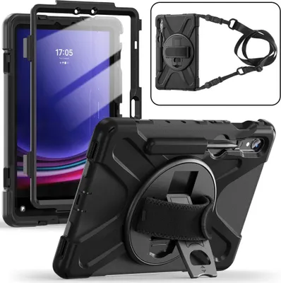 Produktbild von Samsung Galaxy Tab S10 FE / S9 FE / S9 / S8 / S7 Hülle - Coverup Heavy Duty Case mit Schultergürtel - Schwarz