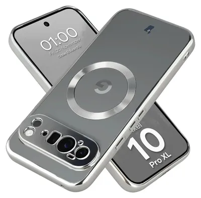 Produktbild von Handyhülle mit Magnetring für Google Pixel 10 Pro XL, Bizon Case EduardO, Transparent-Silbern