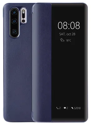Obrázok produktu pre Kryt pre telefón Huawei P30 Pro, luxusný obal z umlej kože, ochranný flip obal s funkciou "inteligentného" zapnutia/vypnutia obrazovky [inteligentné zapnutie/vypnutie], farba: modrá