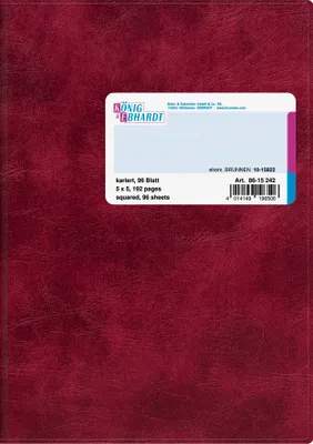 Zdjęcie produktu dla König & Ebhardt 8615242 Geschäftsbuch A5 kariert, 5 mm rot
