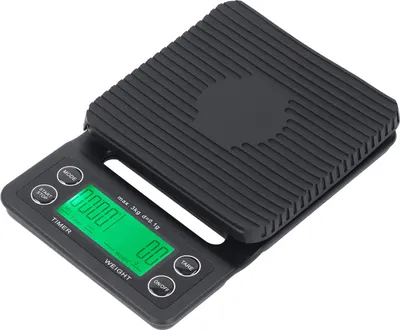 Obrázok produktu pre Kávová váha a časovač 3 kg rozsah 0,1 g presnosť Multifunkčné kuchynská váha pre Home Shop Travel