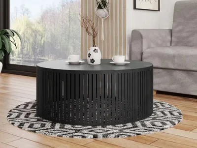 Produktbild von MIRJAN24 Couchtisch Velede, Wohnzimmer Kaffeetisch, Beine und Seiten aus Stahl (Farbe: Schwarz / Schwarz Molet)