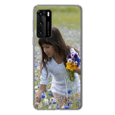 Produktbild von MuchoWow® Handyhülle Schutzhülle Hülle für Huawei P40 Mädchen - Blumen - Wiese Silikon Softcase Handy Hülle - Handytasche