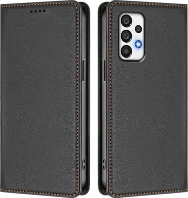 Produktbild von Handyhülle für Samsung Galaxy A72, Kunstleder Klapphülle Stoßfeste Magnetische Hülle mit Ständer Schwarz