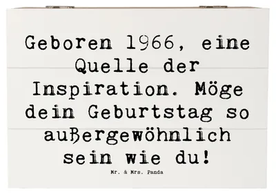 Produktbild von Mr. & Mrs. Panda Box Spruch 1966 Geburtstag 22 x 15 cm - Weiß - Geschenk, Happy Birthday, Alles gut zum, Geburtsjahr, besondere Geschenke, Schatzkiste, Geschenkbox