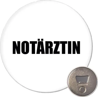 Produktbild von Huuraa Magnet Notärztin Schriftzug 59mm Kühlschrankmagnet rund Flaschenöffner Geschenkidee