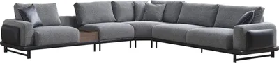 Zdjęcie produktu dla Szary narożnik w kształcie litery L Sofa tapicerowana Nowoczesna tkanina salon