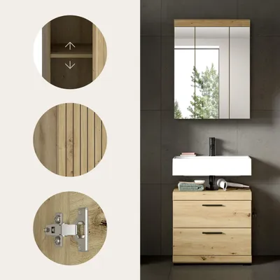 Produktbild von xonox.home Badkombination Scout Artisan Eiche Nachbildung B/H/T: 60x191x34 cm