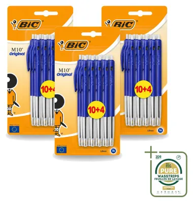 Obrázok produktu pre 3 x pera BIC M10 s mechanizmom na výstup pera – modrá – hrúbka písacej špičky 1 mm – balenie