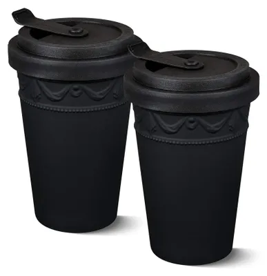 KURLAND To-Go Becher Duo-Set, 2x0,35 l, matt schwarz, Porzellan