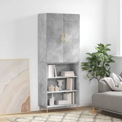 Produktbild von vidaXL Highboard Betongrau 69,5x34x180 cm Holzwerkstoff