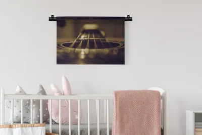 Produktbild von MuchoWow® Wandteppich Wandbehang Nahaufnahme einer sechssaitigen akustischen Gitarre 60x40 cm Tapisserie Dekoration Wandtuch - Wanddekorationen
