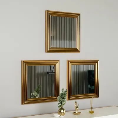 Immagine prodotto di Skye Decor, Otto - Oro, set di specchi (3 pezzi), oro, 40 x 3 x 40 cm