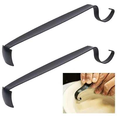 2 Keramik-Trimmwerkzeuge doppelseitig Edelstahl 14 cm schwarz