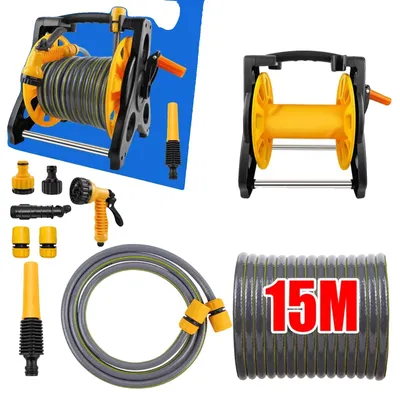 Produktbild von Gartenwasserschlauchbox, 15 m Schlauch, 7 Sprühmodi, Schlauchrolle + 15 m Schlauch