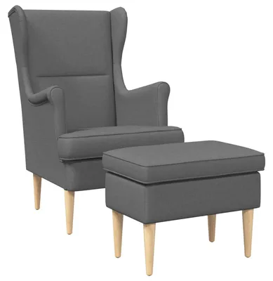 Image de vidaXL : 2 fauteuils avec repose-pieds, tissu gris foncé