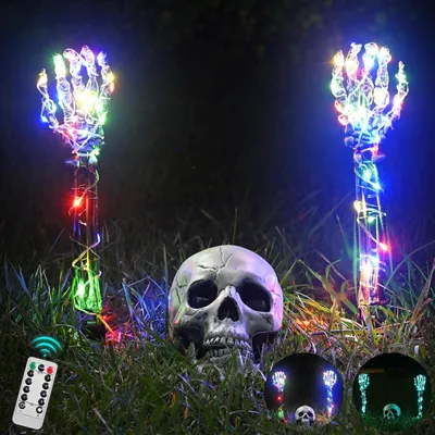Obrázok produktu pre Svietiaca dekorácia na Halloween – kostra, záhradná dekorácia, zelené svetlá, LED