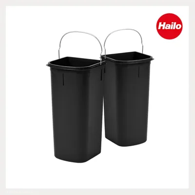 Image de Hailo Seau intérieur PAIR 1226249 noir 2x8 litres 185x170x365 mm pour DUO
