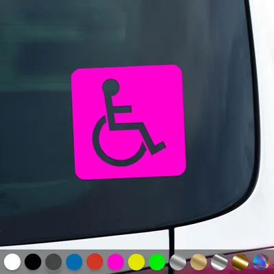 Produktbild von PantherPixel Rollstuhl Aufkleber Behindert Hinweis Rollstuhlfahrer Sticker Auto Geschenkidee Farbe Neon-Pink