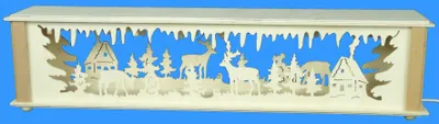 Produktbild von Schwibbogenerhöhung mit Waldtieren Haus und Beleuchtung BxHxT 52x10x10cm NEU