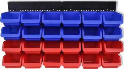 Obrázok produktu pre vidaXL Dielenské boxy na stenu modré a červené (2 úložné jednotky)
