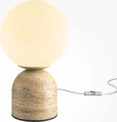 Produktbild von Nachttischleuchte Glas G9 Ø 15 cm rund 25 cm Natur Beige Kugel Schirm Modern Tischlampe